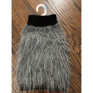 Fab‎ Dog Small Faux Fur Front Dog Sweater Turtleneck Black With Gray Fur